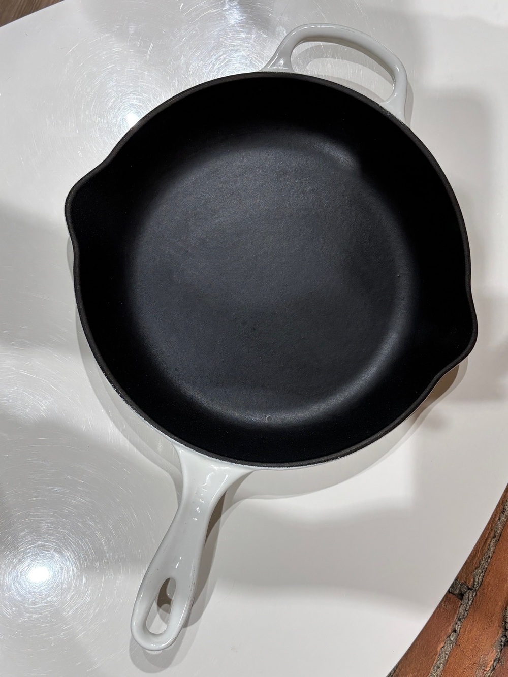 Classic Le Creuset 10.25” Enameled Cast Iron Skillet in White